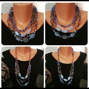 Rose gold and periwinkle necklace